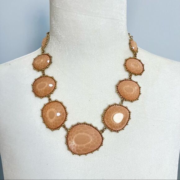 Faceted gem statement necklace on a gold tone chain - Picture 1 of 7